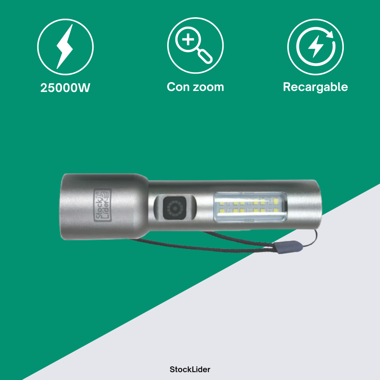 Linterna superpotente con zoom